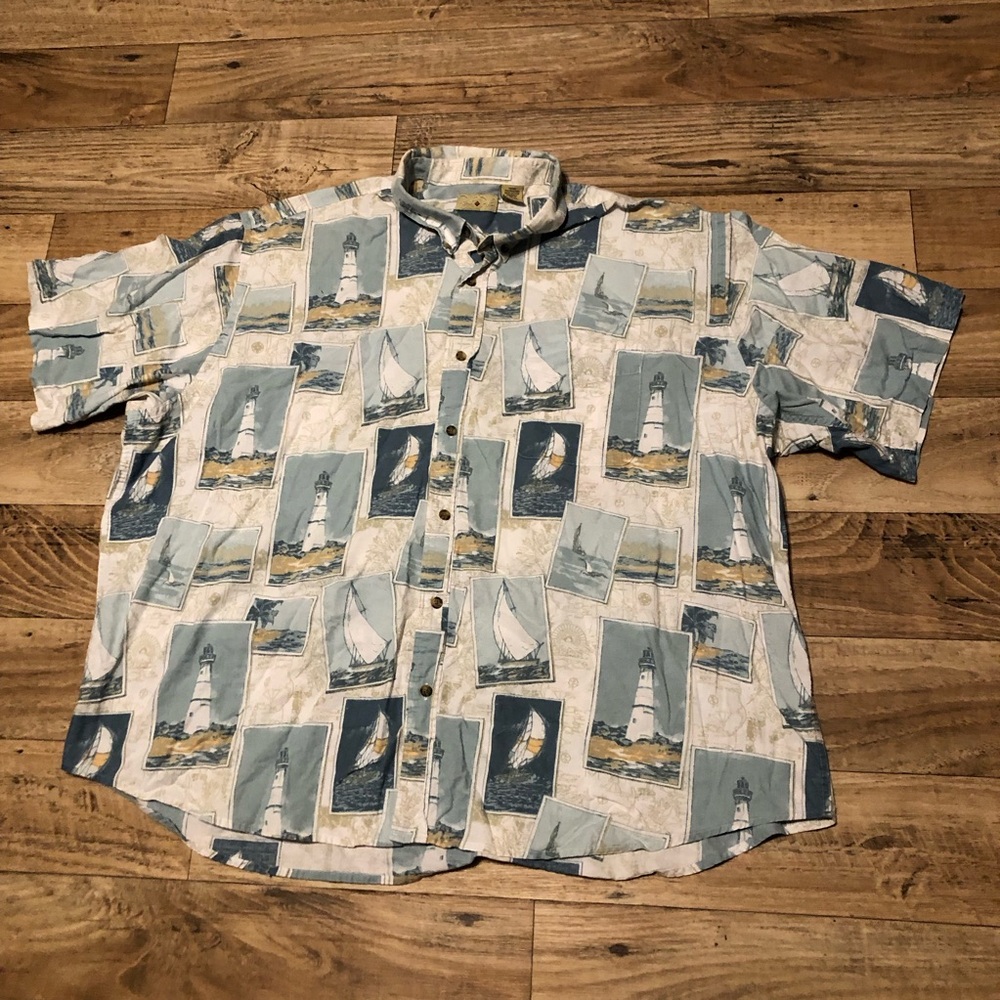 Vintage Royal Palm Hawaiian button up shirt size 3XL.